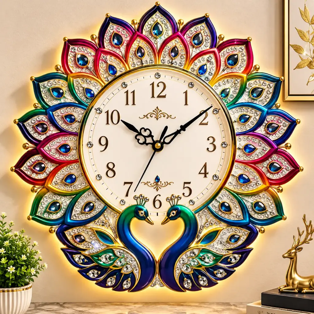 PEACOCK WALL CLOCK 24*24 CM
