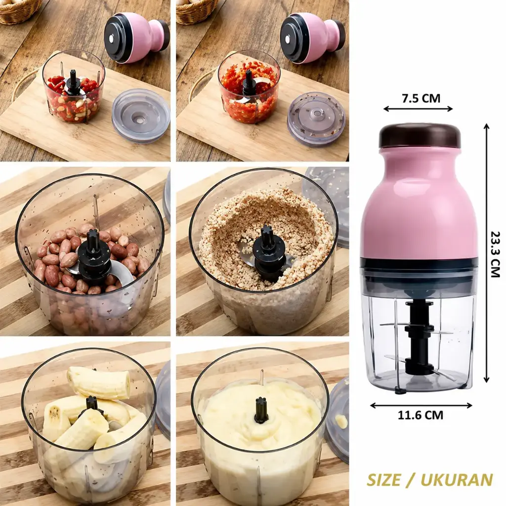 electric 220v Food Processor and Chopper Multifunction Capsule Cutter Quatre For Vegetable and Fruit- Multi Electric Fruit Purpose Crusher Meat Grinder Blender (Multicolor, 600ml) Watts Mini Mixer Juicer Multipurpose with mixer grinder juicer food processor Hand Multi-Function Baby Machine Household