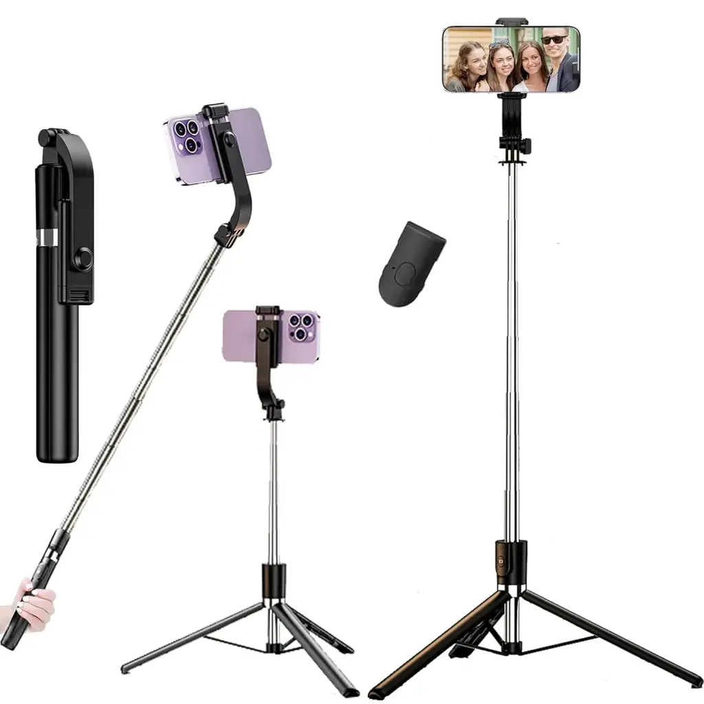 Kratos Upgraded 2026 67Inch/ 170cm Long Selfie Stick Tripod with Wireless Remote, Long Tripod Stand with 360° Rotation, Compatible with Mobile/GoPro for Travel,Suitable for iPhone and All Smartphones