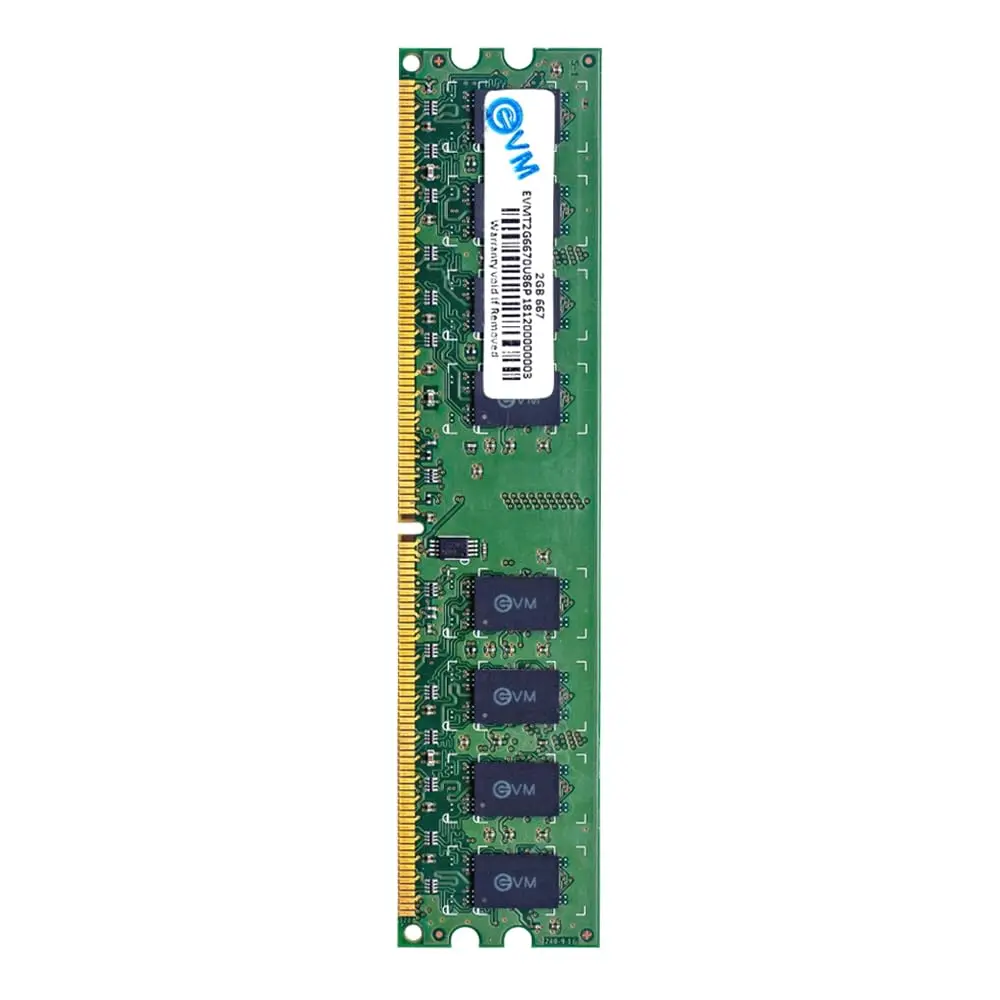 EVM 2GB DDR2 Desktop RAM 667MHz Long-DIMM – 1.8V Low Voltage, 240-PIN Pin, Intel & AMD Compatible, High-Speed PC Memory Upgrade – 10 Year Warranty (EVMT2G6670U86P)