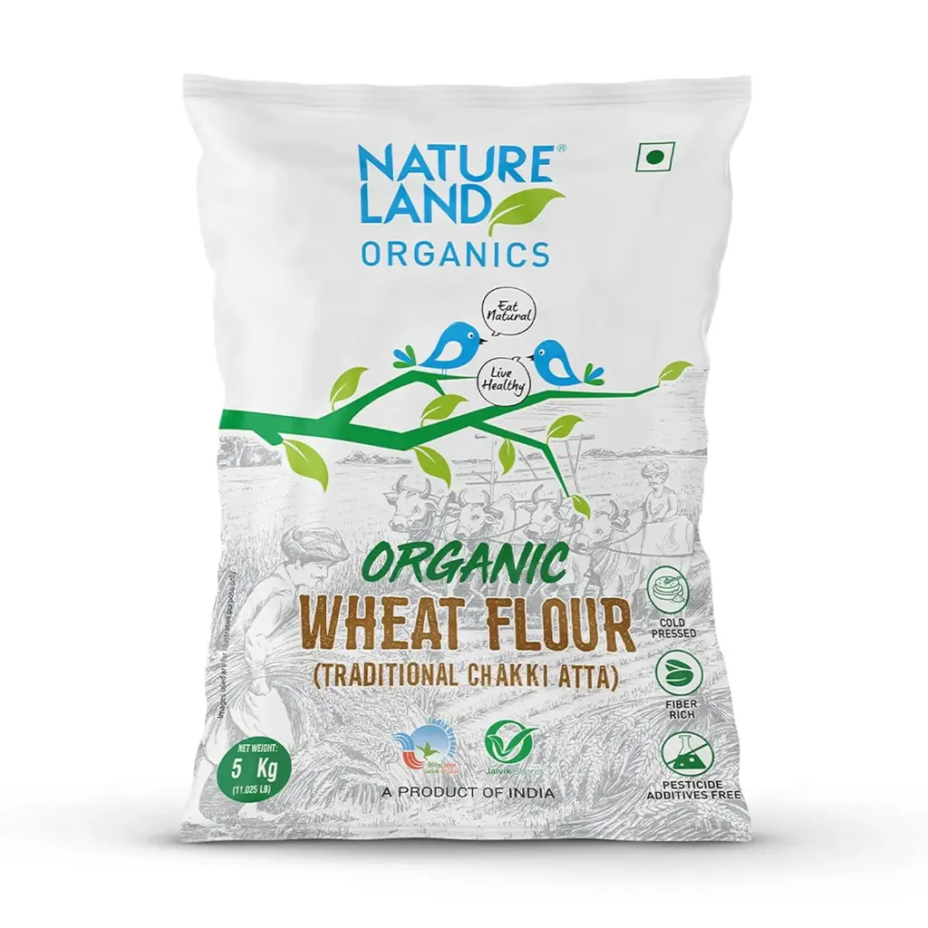 Natureland Organics Whole Wheat Flour Bag, 5 kg