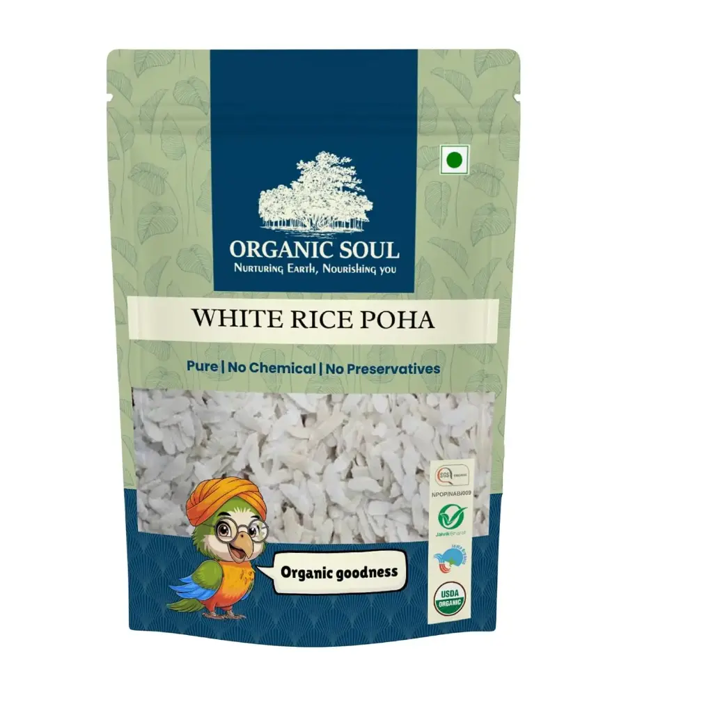 Organic White Poha - 600g | Gluten-Free, Low in Calories, High in Fiber | Chidwa Flakes | NPOP Certified I Organic Ceritfied