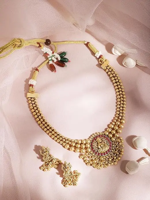 Rubans Necklace Set Gold Plated Traditional Stylish Jewellery Gift for Women & Girls