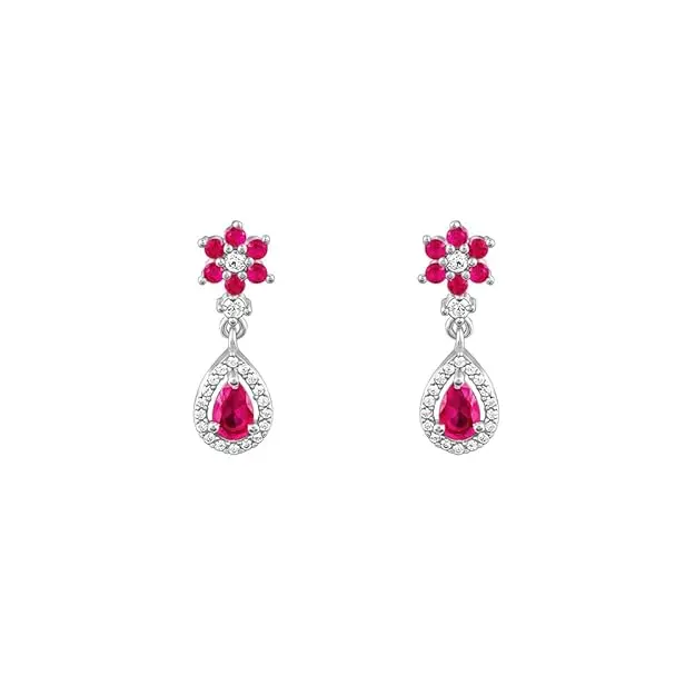 GIVA 925 Silver Pink Flower Mini Drop Earrings| Gifts for Girlfriend, Gifts for Women & Girls| With Certificate of Authenticity and 925 Stamp | 6 Months Warranty