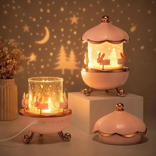 One94Store Night Light Rabbit Sky Projector for Kids – 360° Rotating Lamp with 6 Films, 5 Colours, USB Operated, Bedroom & Office Decor, Birthday Gift for Children