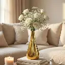 BEHOMA Golden Metal Flower Vase for Home, 19 cm