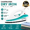 Chartbusters 750W Dry Iron for Clothes | Fast Heating | Non Stick Soleplate | Temperature Control | Lightweight Electric Press Iron for Home Use