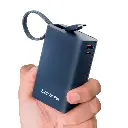Ambrane 20000mAh Pocket Size Power Bank with Inbuilt Type-C Cable, 22.5W Fast Charging, Type-C PD & USB Output, Portable Mini Powerbank for iPhone, Android & Other Devices (MiniCharge 20, Black-Blue)