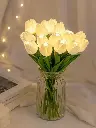 MoonlitDreams Artificial White Tulip Flower Lamp with LED Lights, 5 Tulip Bouquet Night Light for Bedroom Decor | Battery Operated Aesthetic Room Décor Gift