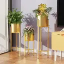Modern Metal Floor Flower Stands Planter for Living Room Bedroom Display Plant Stand Tall Indoor Plant Stand with Planter Pot -Set of 3 gamla pots