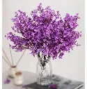 SATYAM KRAFT 1 Bunch Artificial Babys Breath Gypsophila Flowers Bunch | Fabric Bouquet for Home Decor, Bouquets, Bedroom, Living Room & Festive Decor (Without vase, Purple)